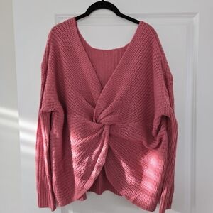Full Circle Trends Open Back Knot Sweater 1X